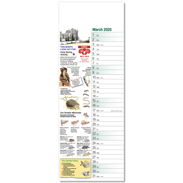 Nature Watch Slim Wall Calendar