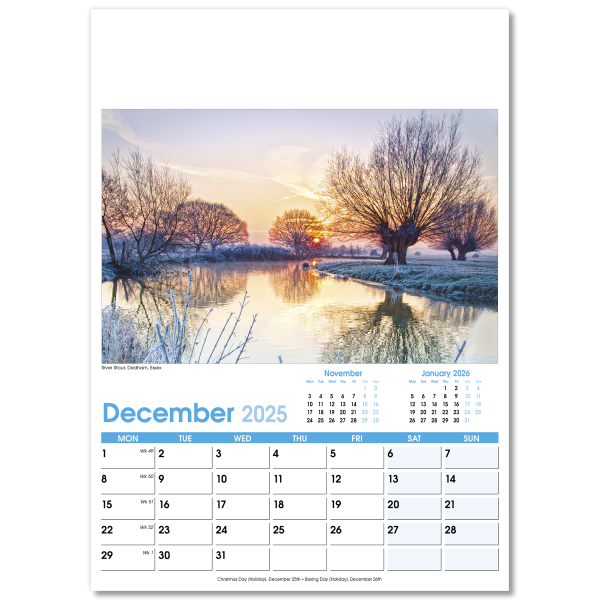 England Optima Wall Calendar - 13 Leaf