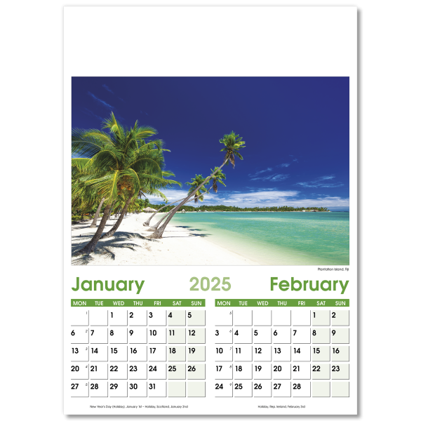 World Scenes Wall Calendar - 7 Leaf